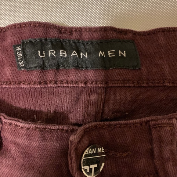 Mens Maroon Skinny Fit Jeans - Picture 4 of 6